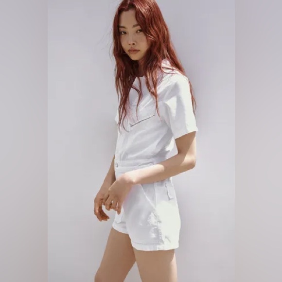 Zara Utility Romper Zip Up Short WHITE Size M NEW - Picture 4 of 5